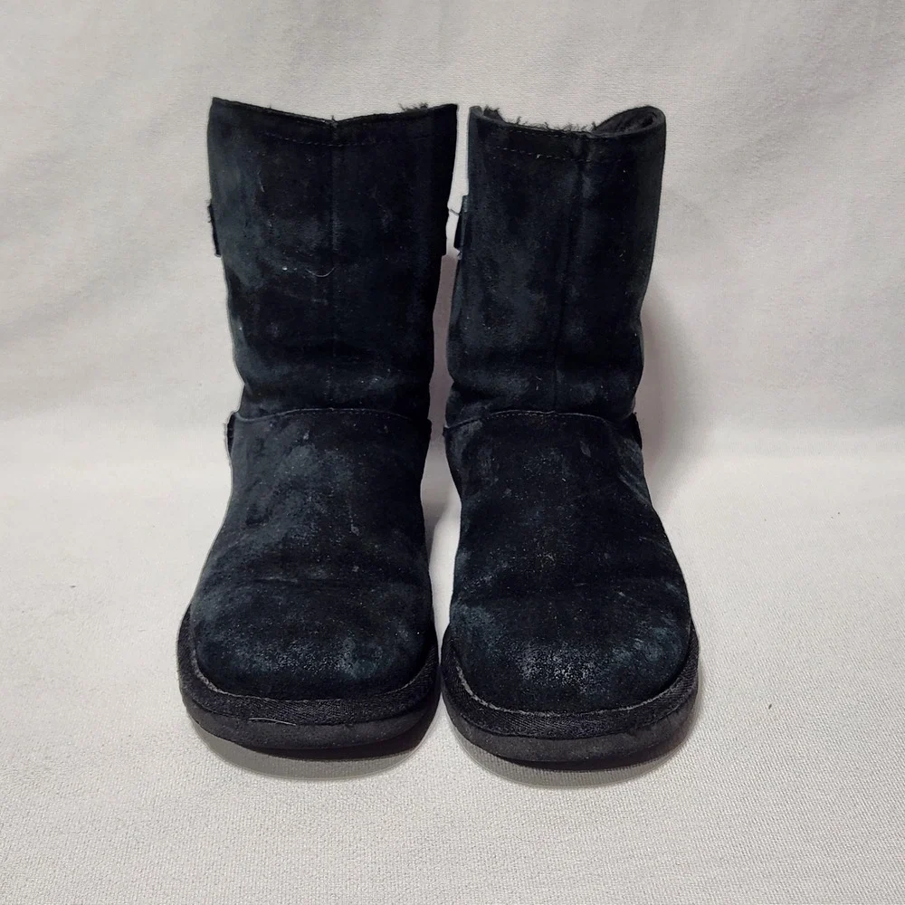 UGG Australia Remora Black Suede‎ Shearling Mid Calf Boots Womens 6